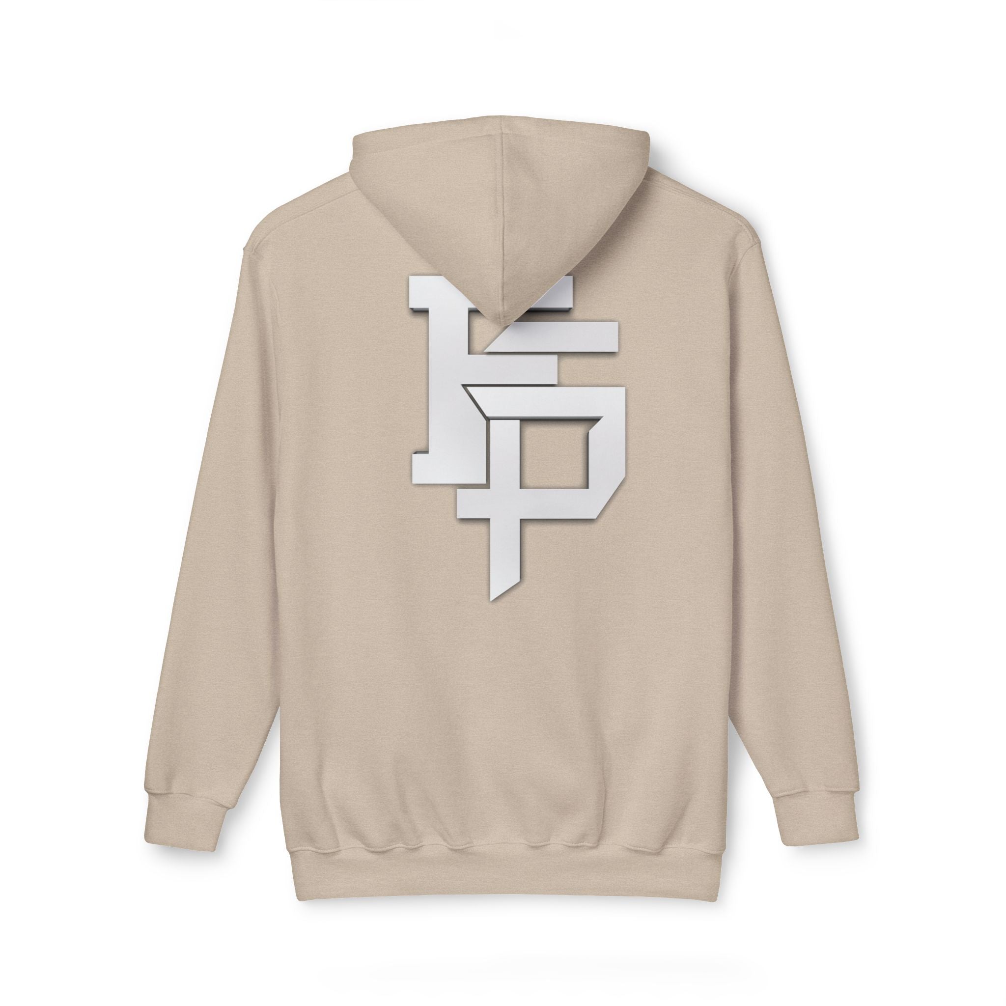 Geometric Monogram Hoodie — Stylized FP Logo Pullover
