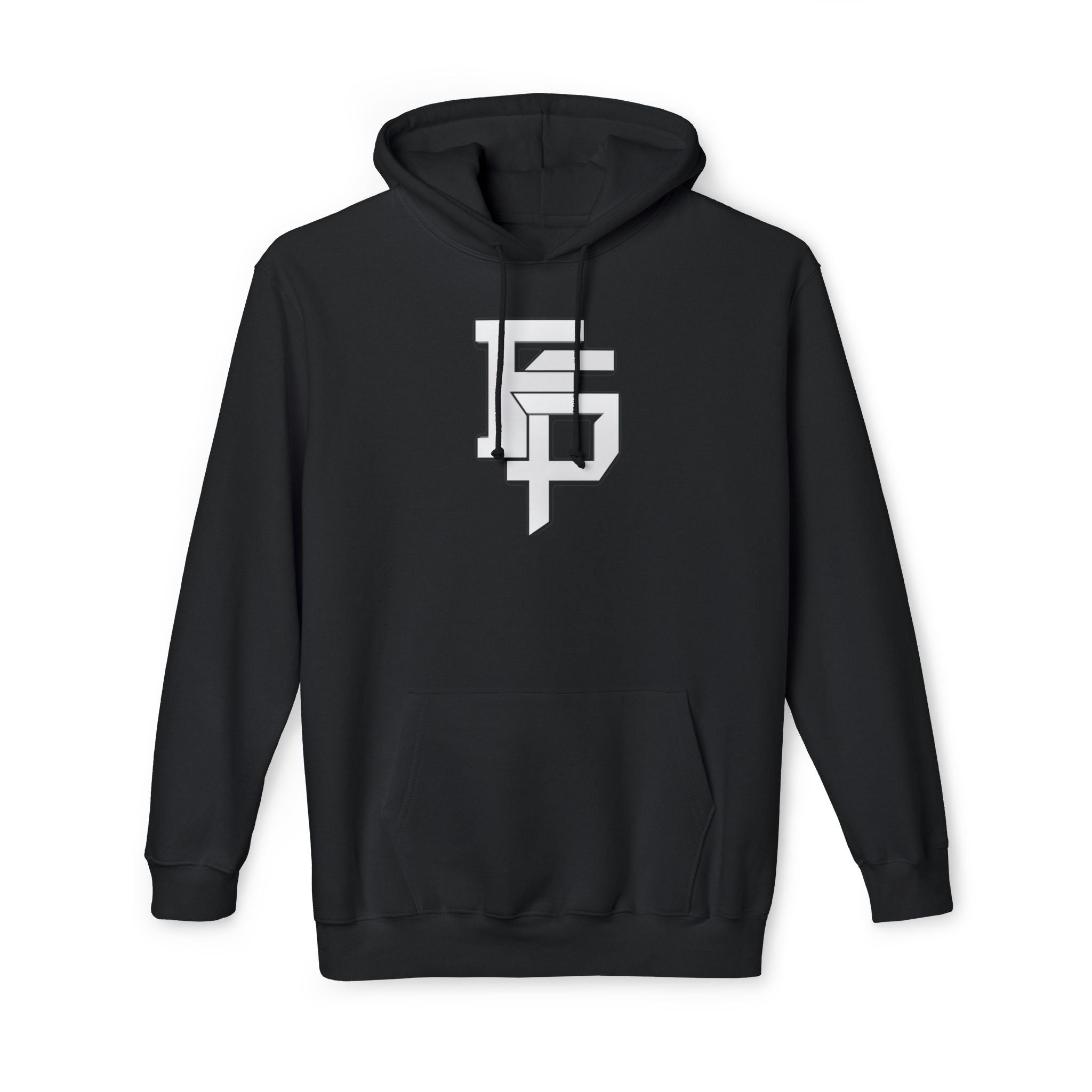 Geometric Monogram Hoodie — Stylized FP Logo Pullover