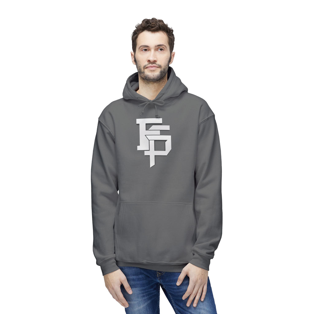 Geometric Monogram Hoodie — Stylized FP Logo Pullover