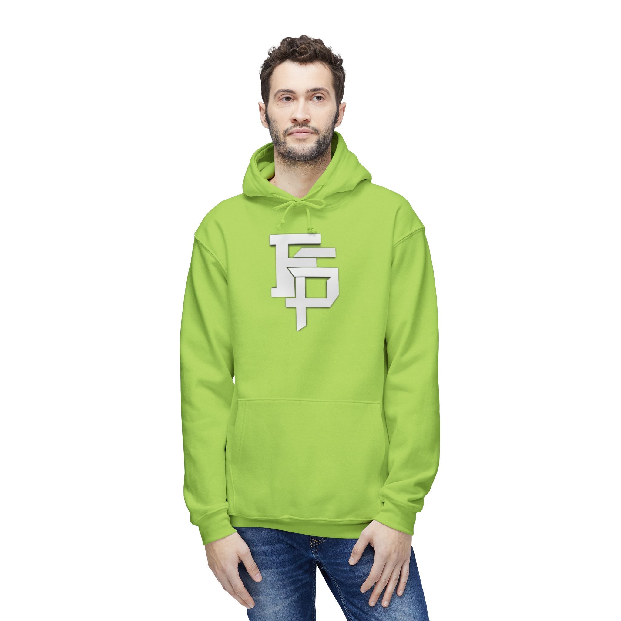 Geometric Monogram Hoodie — Stylized FP Logo Pullover