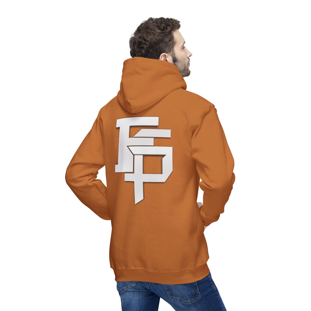 Geometric Monogram Hoodie — Stylized FP Logo Pullover