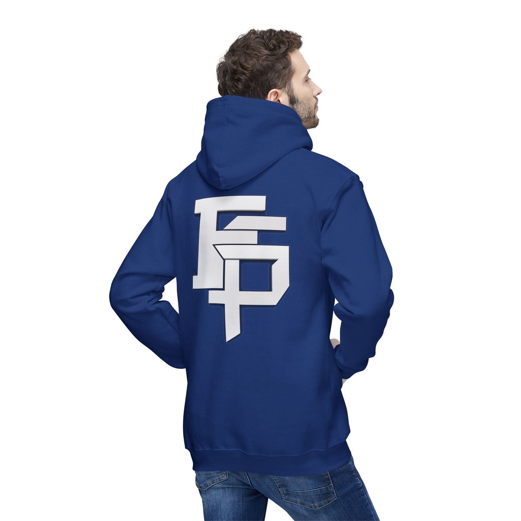 Geometric Monogram Hoodie — Stylized FP Logo Pullover
