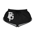 FSP Black Athletic Women’s Relaxed Shorts with Bold White Monogram — Casual Gym & Loungewear