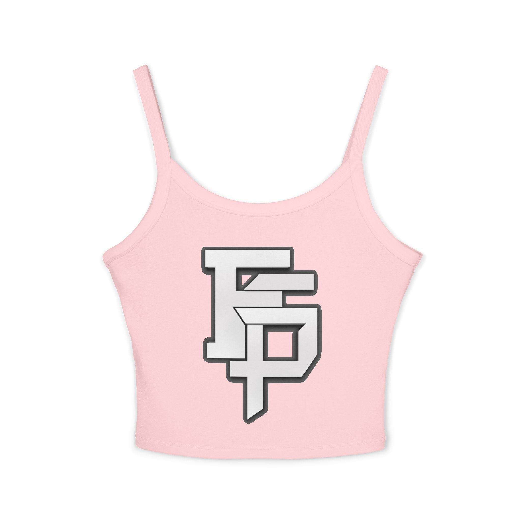 FSP Women's Black Spaghetti Strap Tank Top with Silver 3D FSP Logo