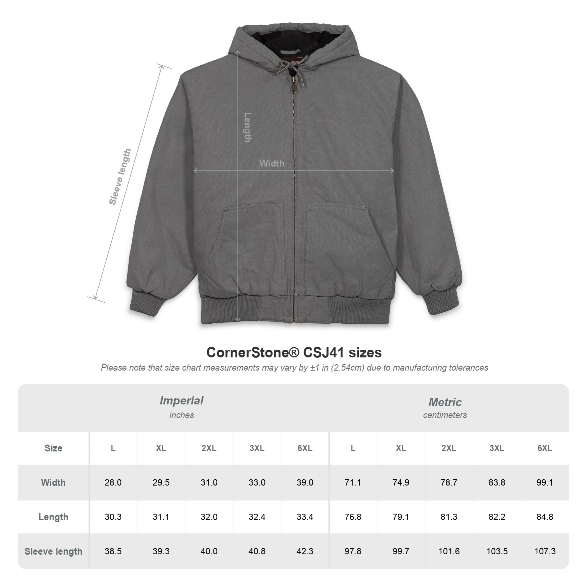 Embroidered Work Hooded Jacket — Durable Duck Cloth Men's Zip-Up