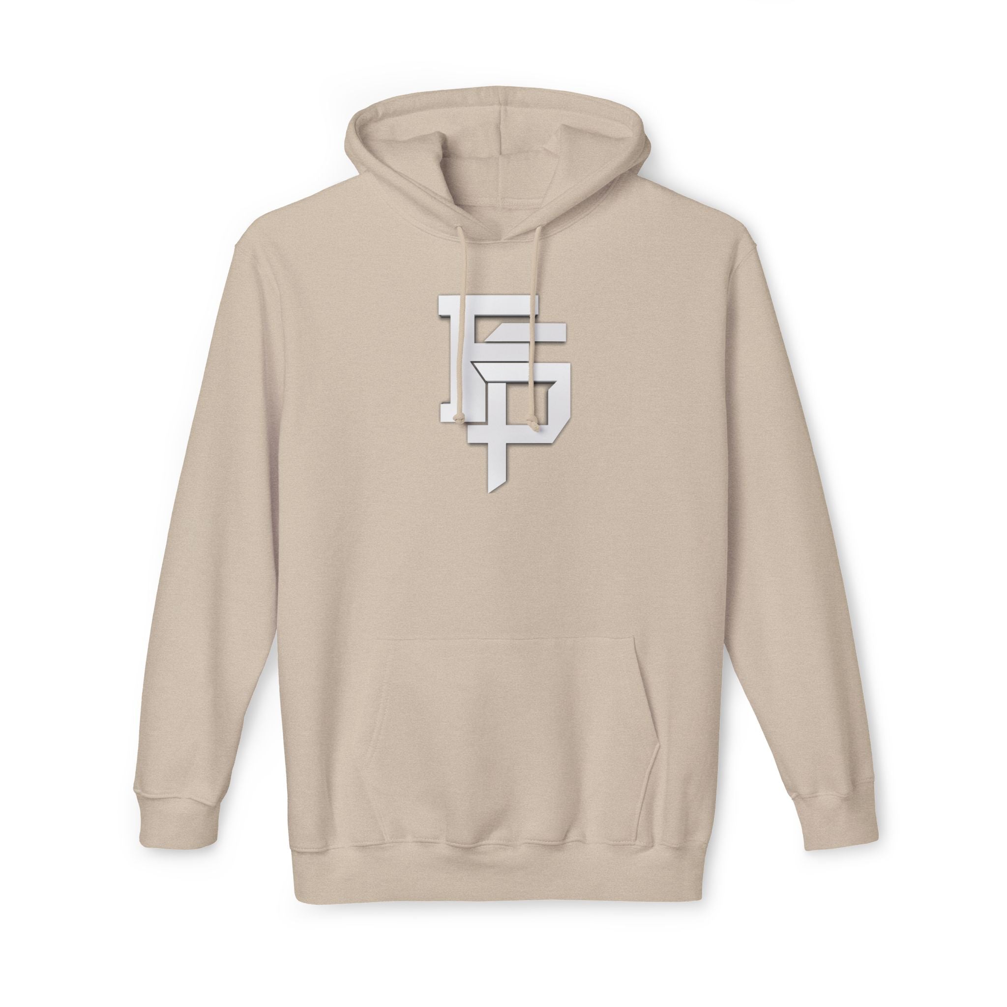 Geometric Monogram Hoodie — Stylized FP Logo Pullover