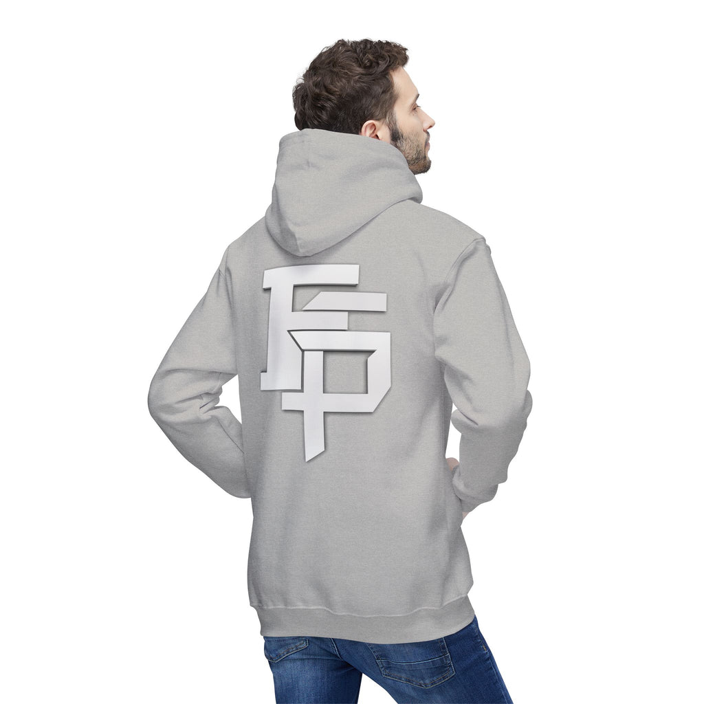 Geometric Monogram Hoodie — Stylized FP Logo Pullover