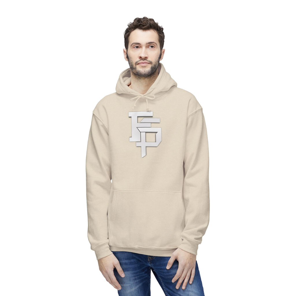 Geometric Monogram Hoodie — Stylized FP Logo Pullover