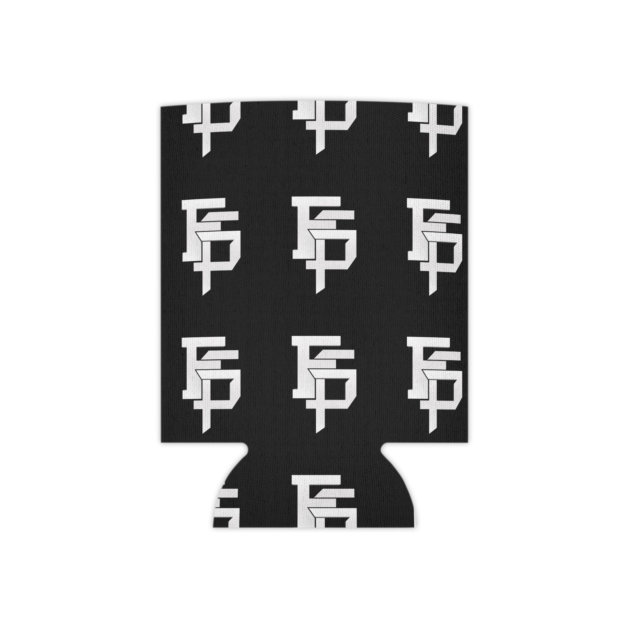 Can Cooler — Monogram Repeat Black & White Beverage Koozie