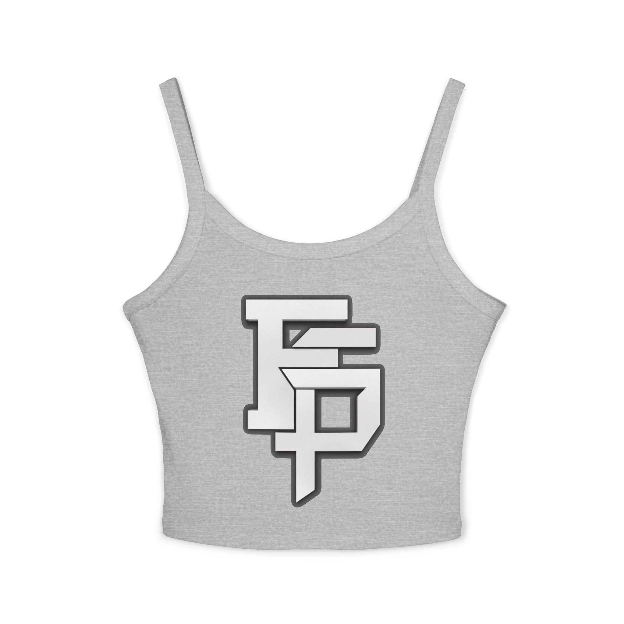 FSP Women's Black Spaghetti Strap Tank Top with Silver 3D FSP Logo