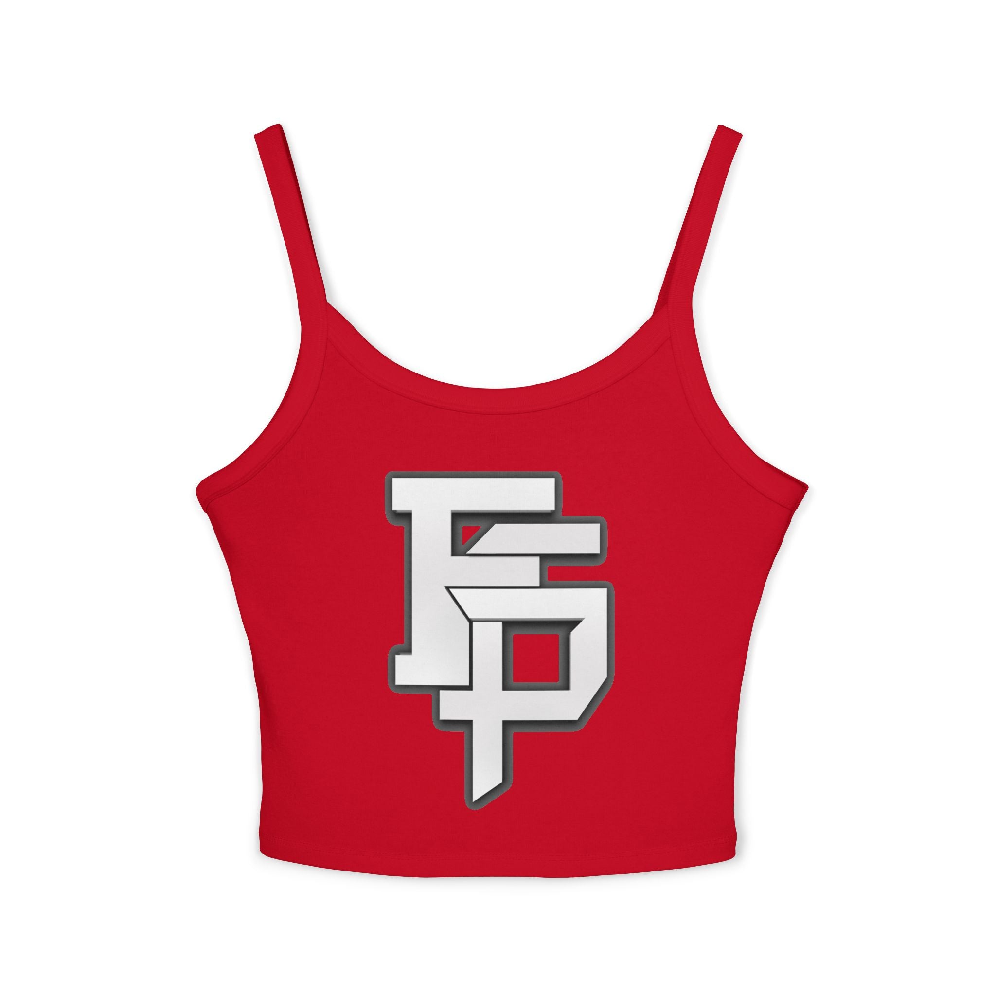 FSP Women's Black Spaghetti Strap Tank Top with Silver 3D FSP Logo