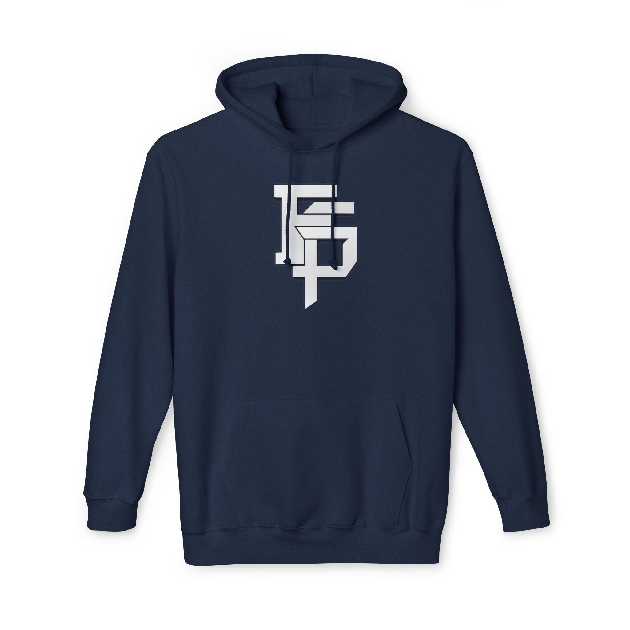 Geometric Monogram Hoodie — Stylized FP Logo Pullover