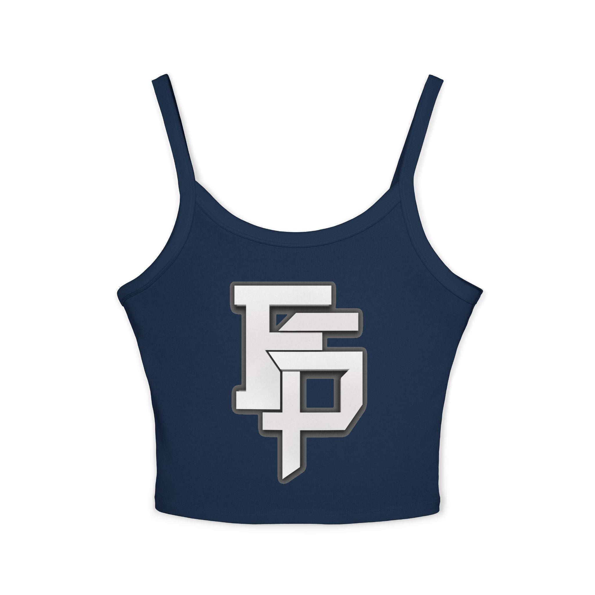 FSP Women's Black Spaghetti Strap Tank Top with Silver 3D FSP Logo