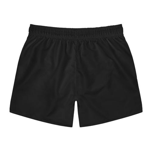 Black Logo Swim Trunks — Minimal Monogram Beach Shorts