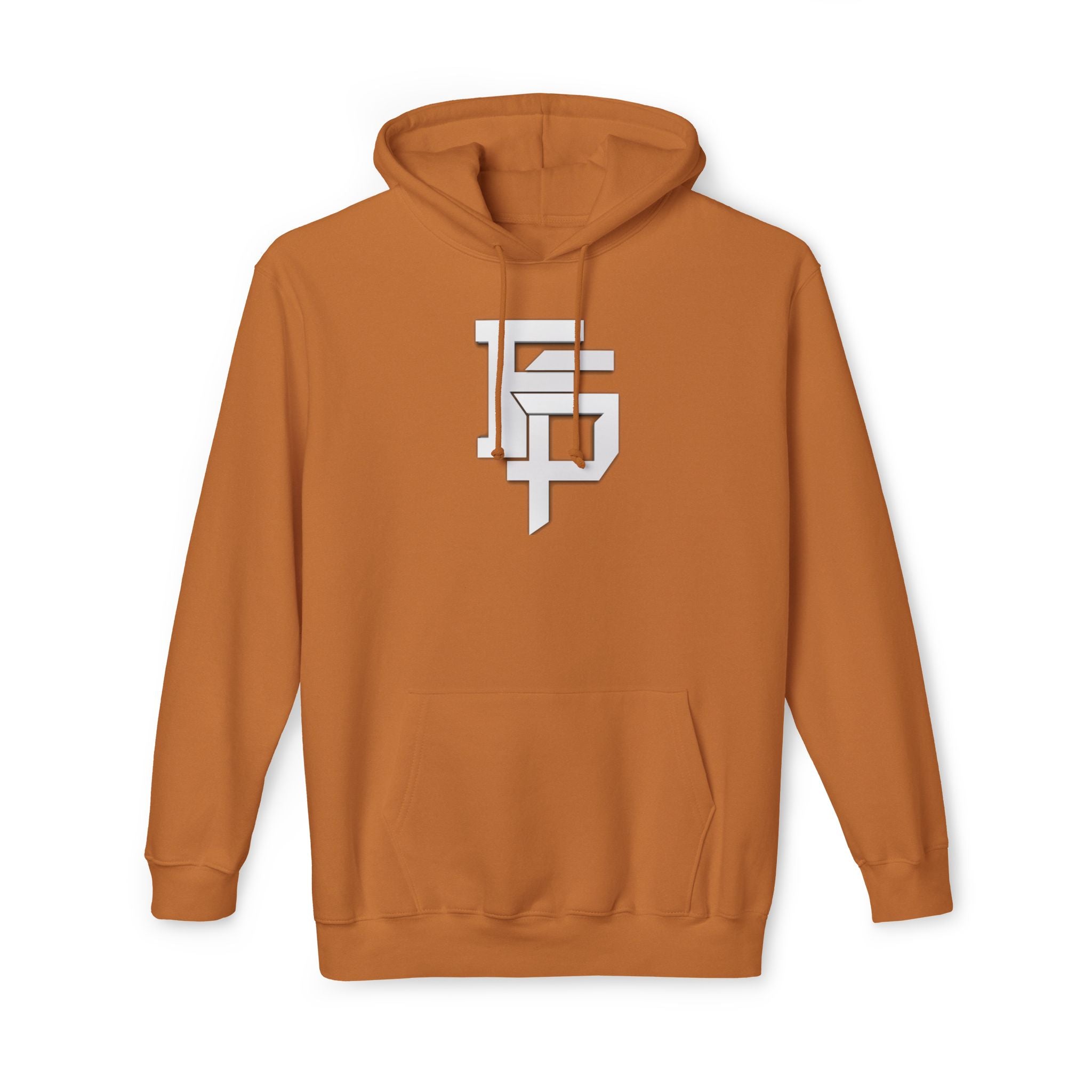 Geometric Monogram Hoodie — Stylized FP Logo Pullover
