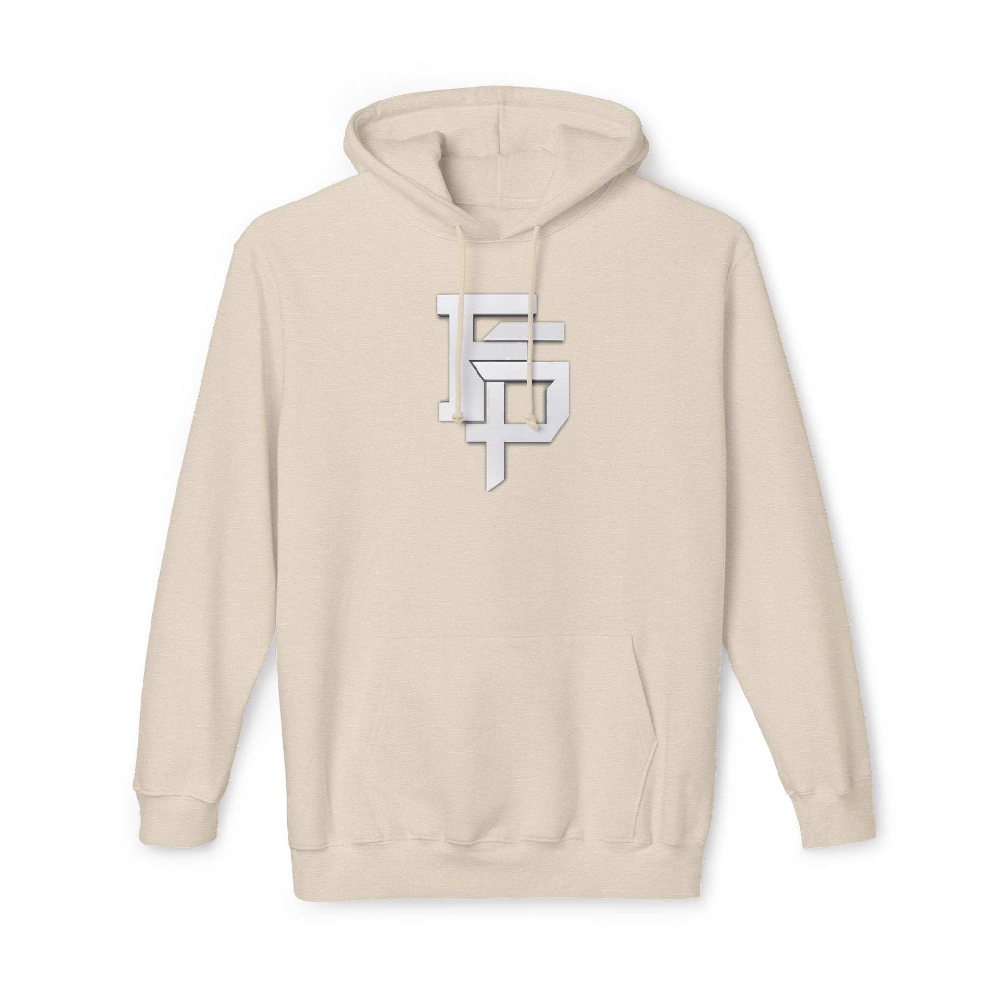 Geometric Monogram Hoodie — Stylized FP Logo Pullover