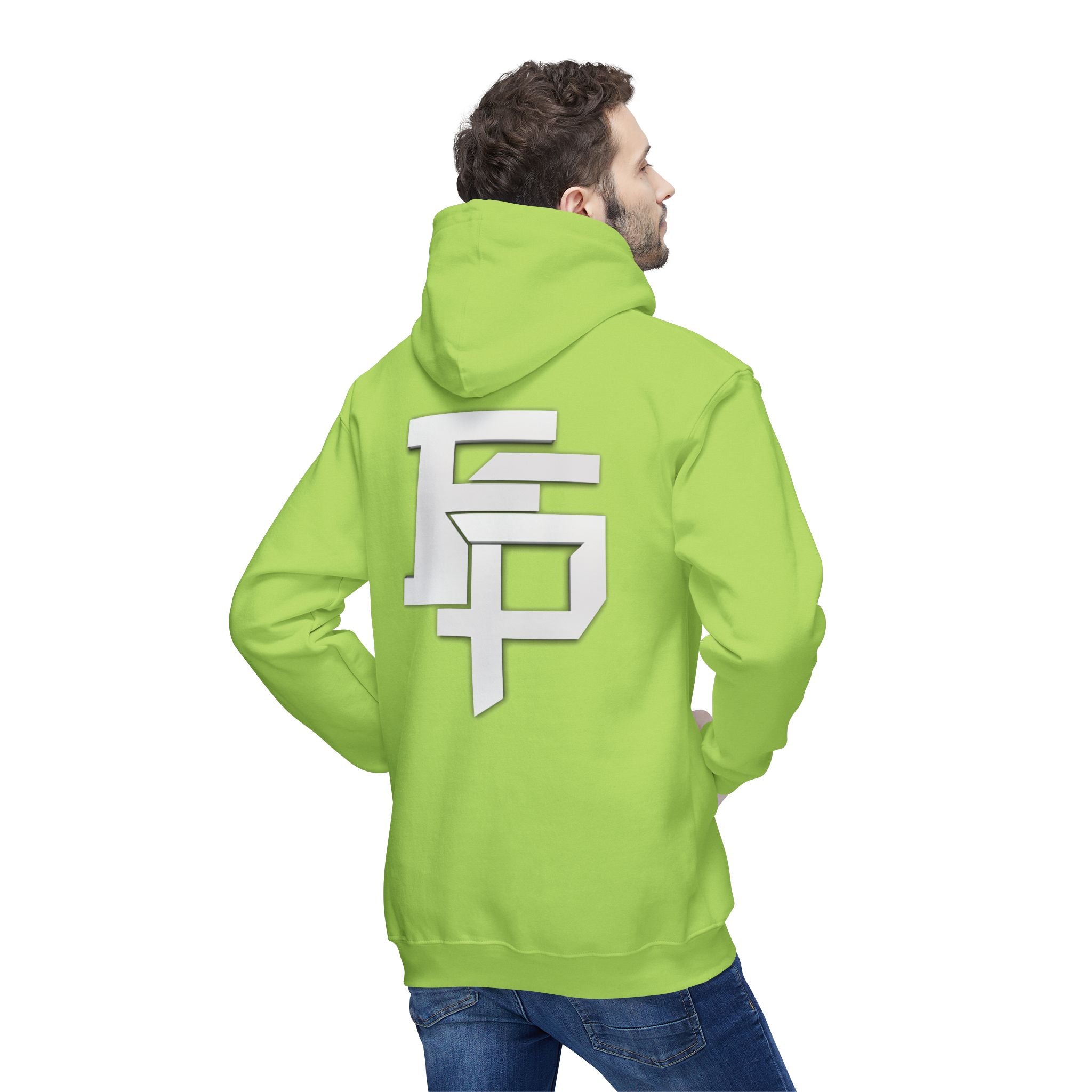 Geometric Monogram Hoodie — Stylized FP Logo Pullover