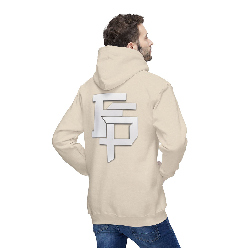 Geometric Monogram Hoodie — Stylized FP Logo Pullover