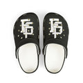Kids Black EVA Foam Clogs with Geometric Logo — Lightweight Slip-On Sandals