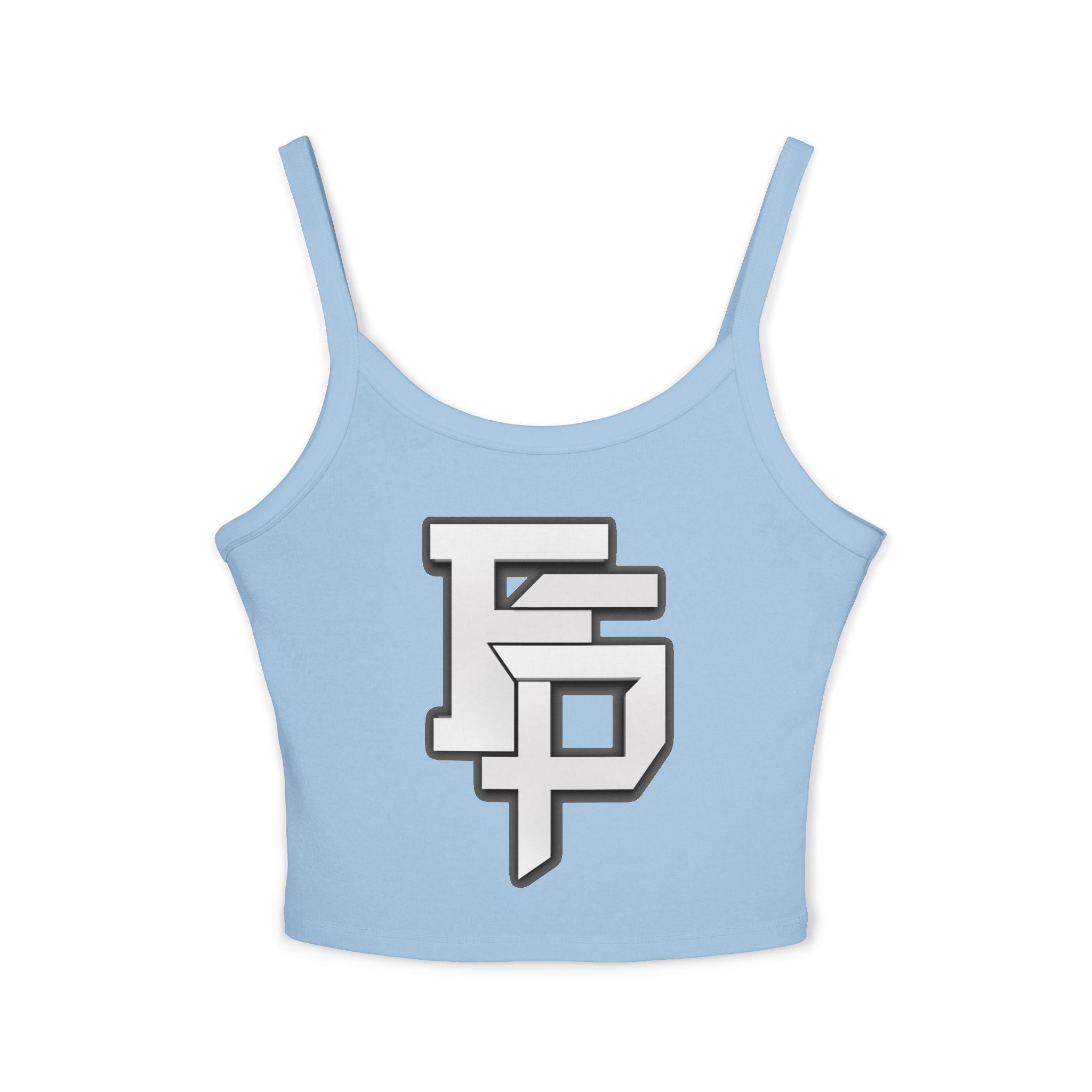 FSP Women's Black Spaghetti Strap Tank Top with Silver 3D FSP Logo