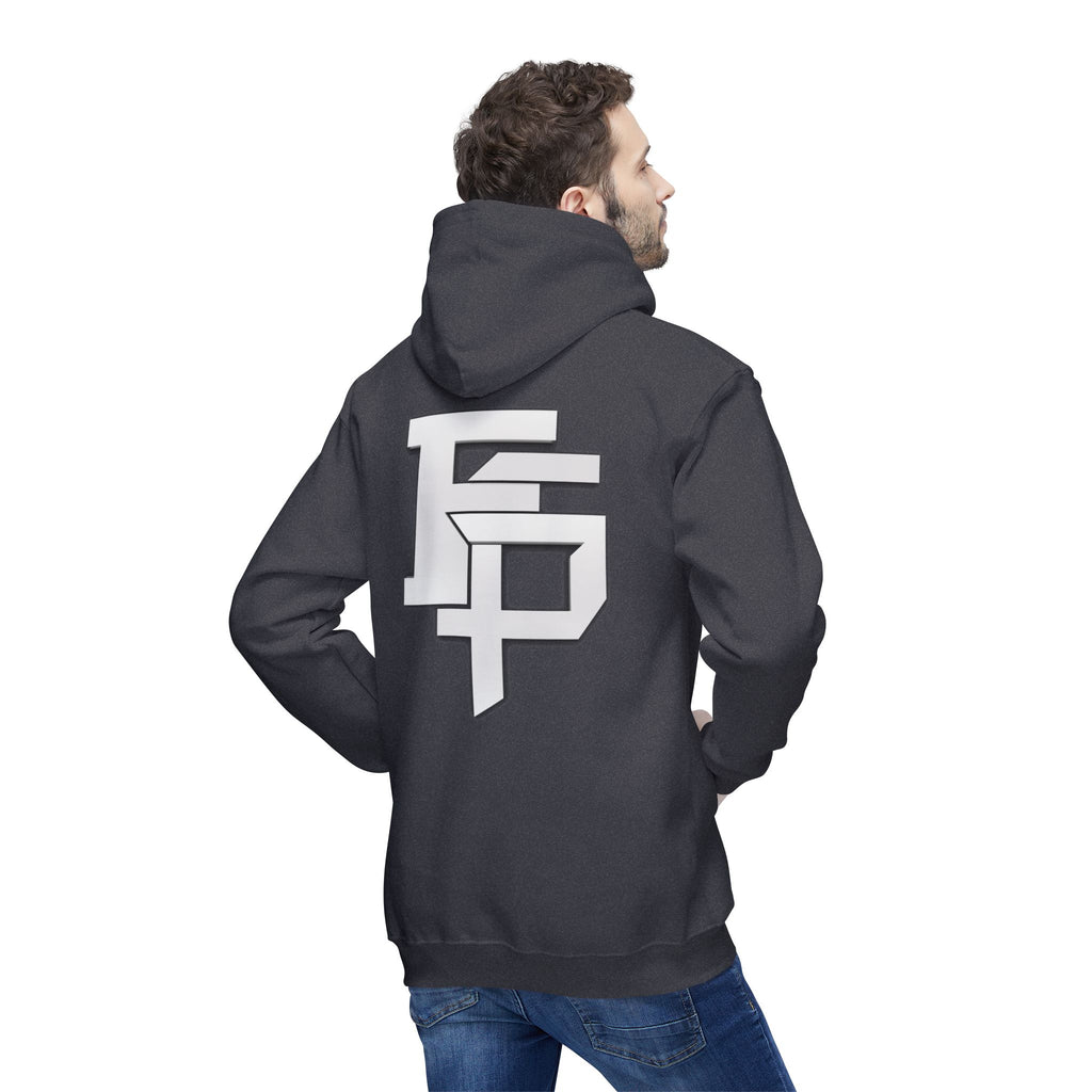 Geometric Monogram Hoodie — Stylized FP Logo Pullover