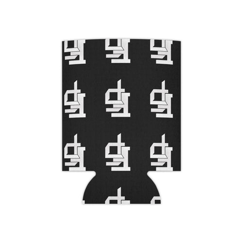 Can Cooler — Monogram Repeat Black & White Beverage Koozie
