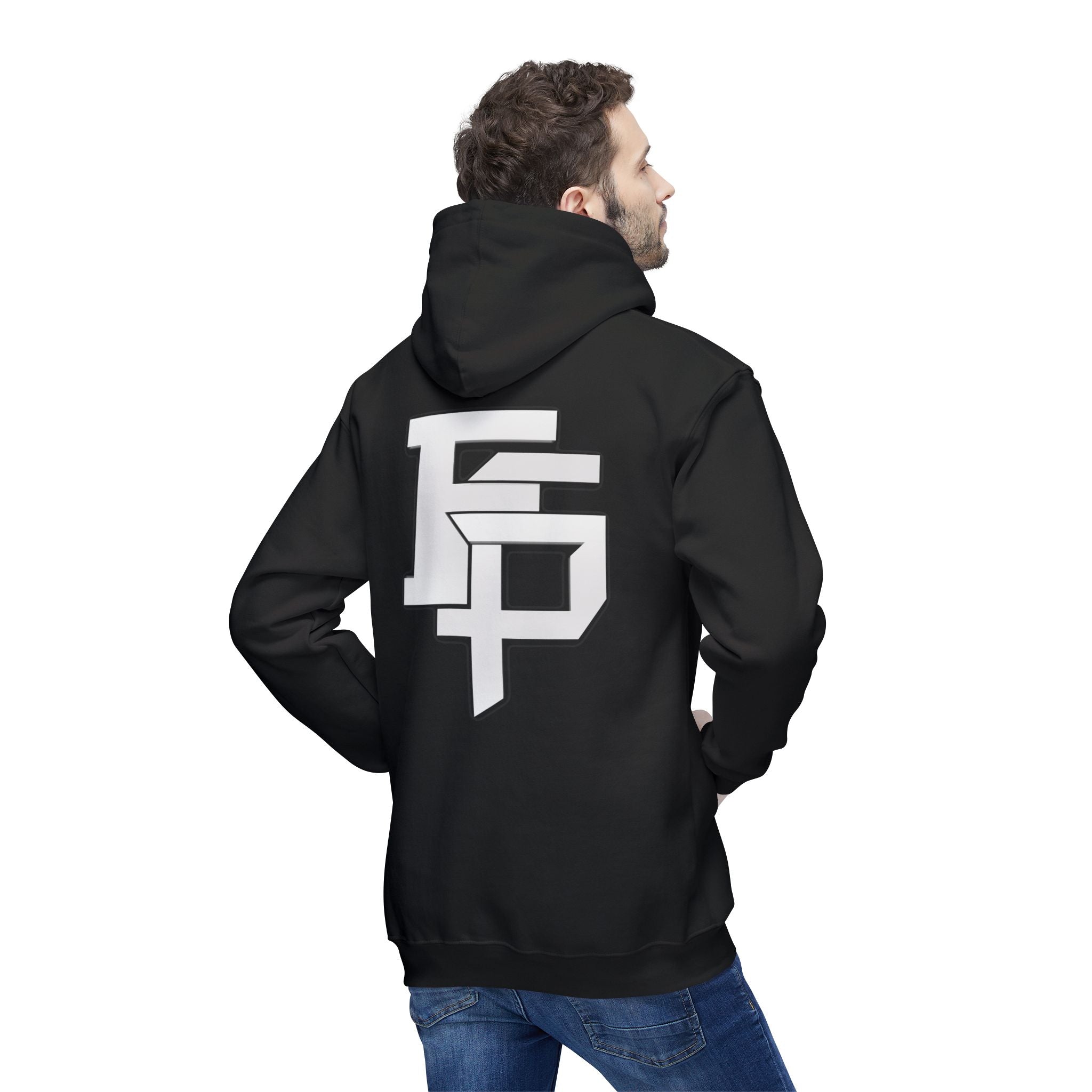 Geometric Monogram Hoodie — Stylized FP Logo Pullover