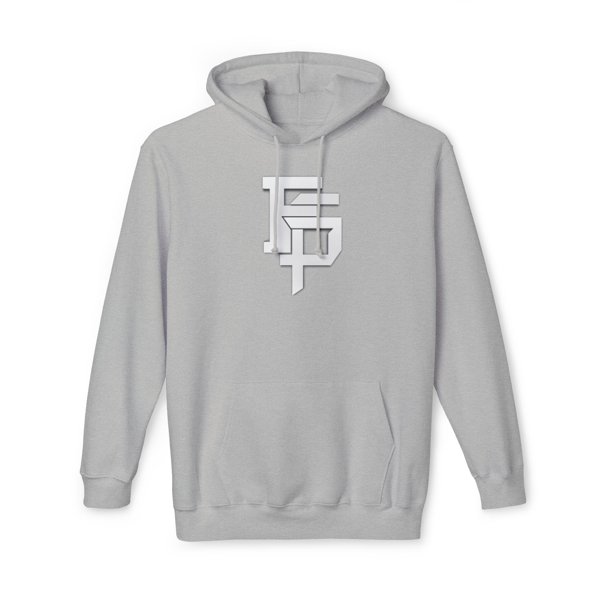 Geometric Monogram Hoodie — Stylized FP Logo Pullover