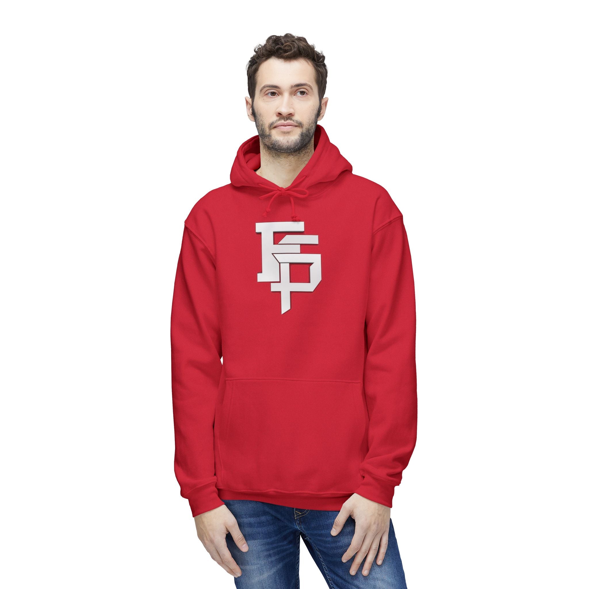 Geometric Monogram Hoodie — Stylized FP Logo Pullover