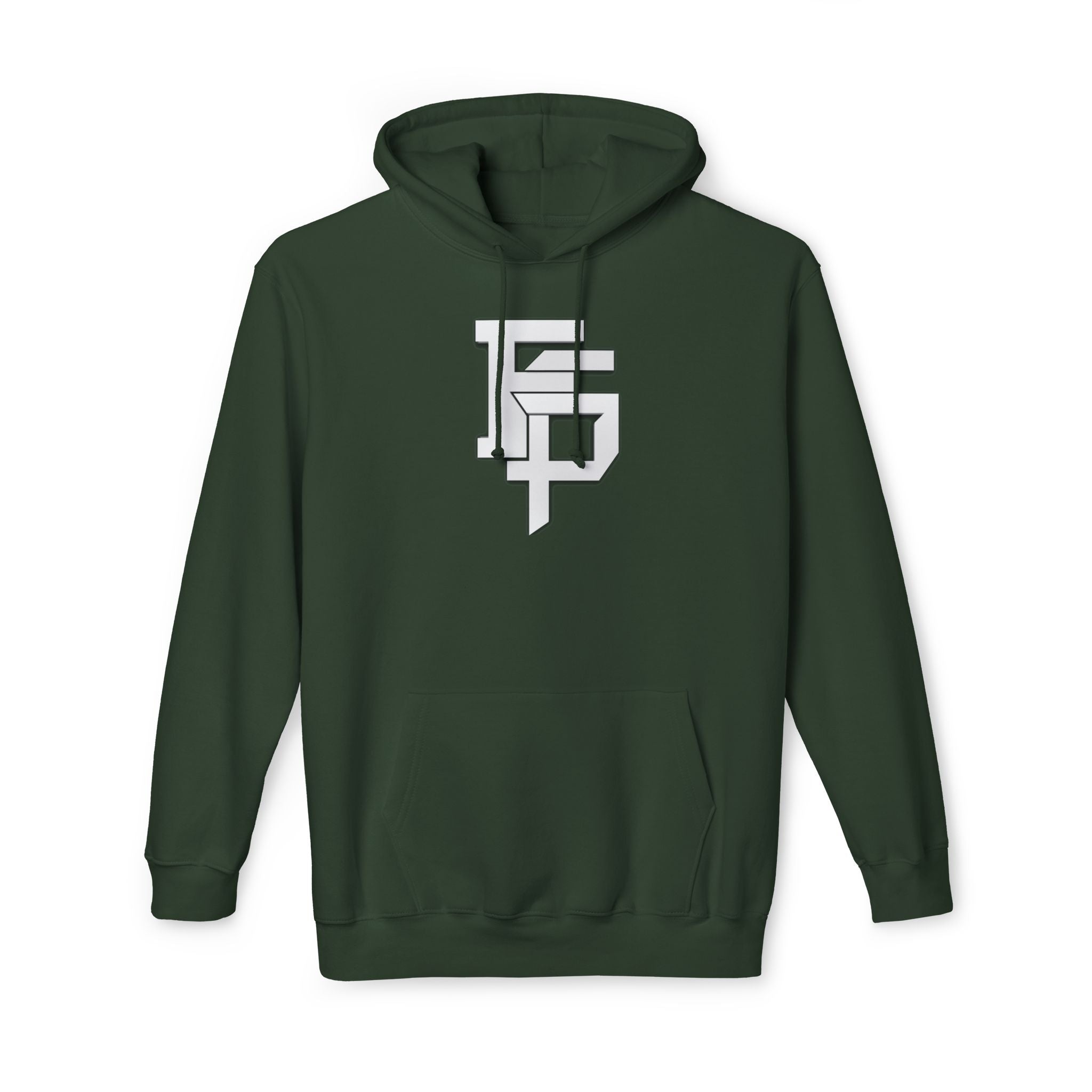 Geometric Monogram Hoodie — Stylized FP Logo Pullover