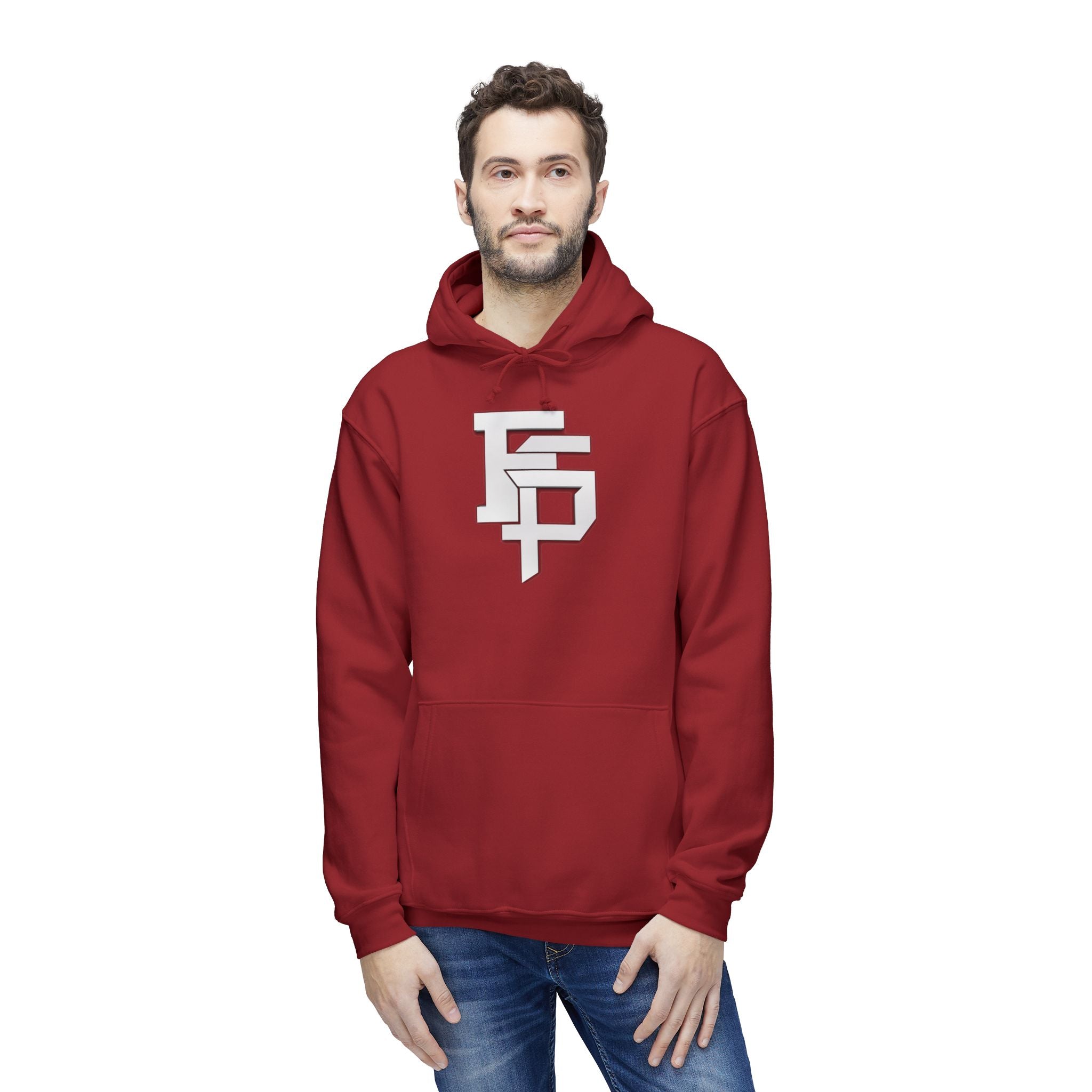 Geometric Monogram Hoodie — Stylized FP Logo Pullover