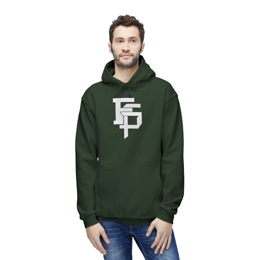 Geometric Monogram Hoodie — Stylized FP Logo Pullover