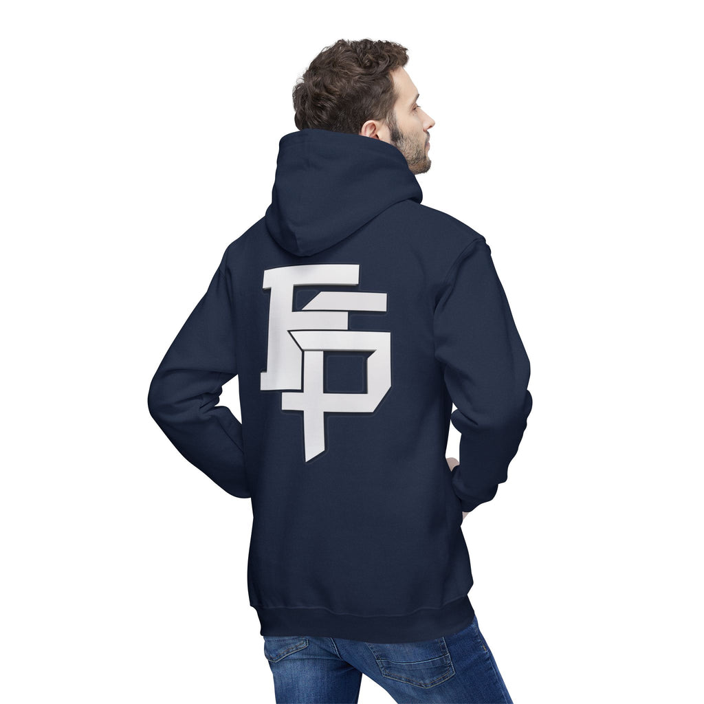 Geometric Monogram Hoodie — Stylized FP Logo Pullover