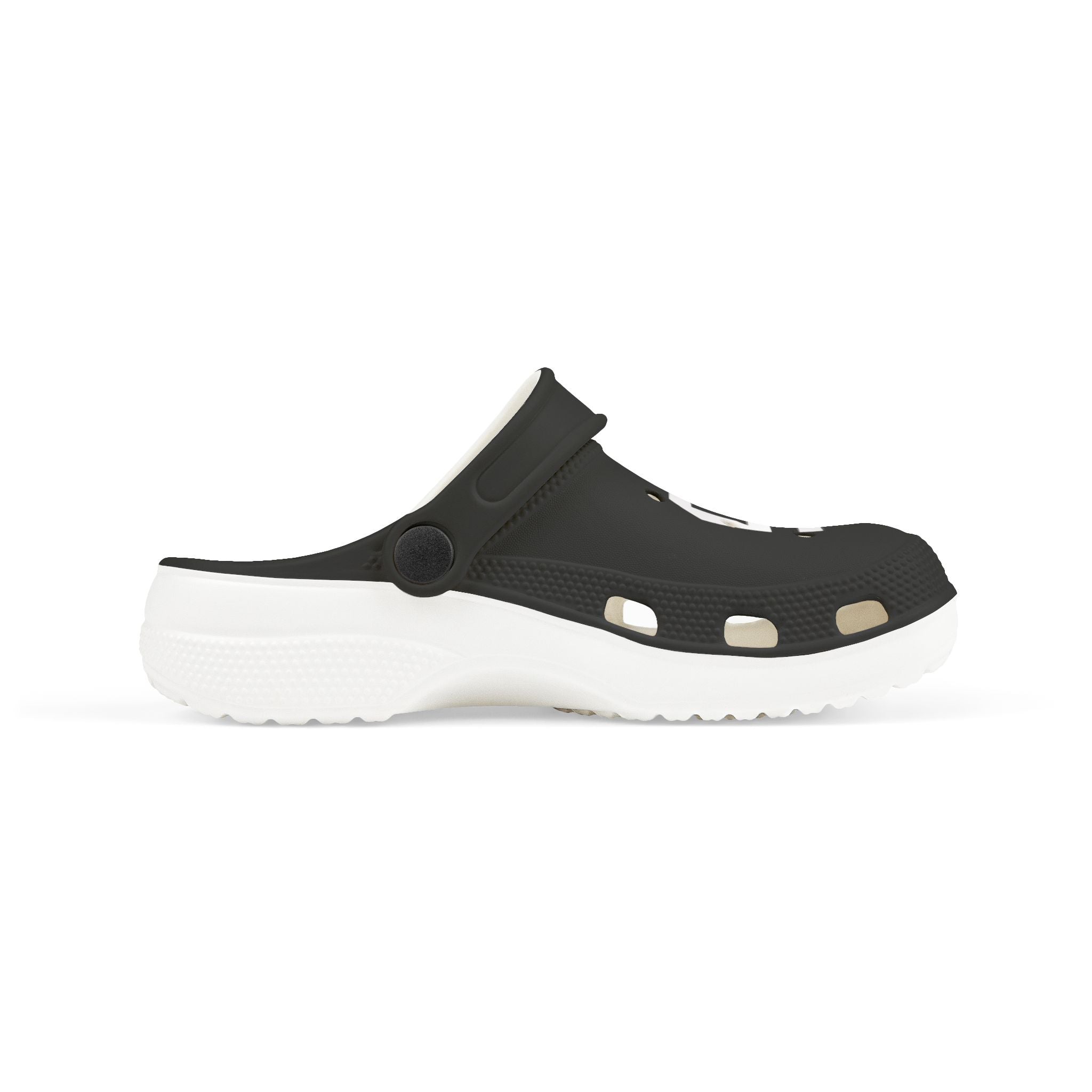 Kids Black EVA Foam Clogs with Geometric Logo — Lightweight Slip-On Sandals