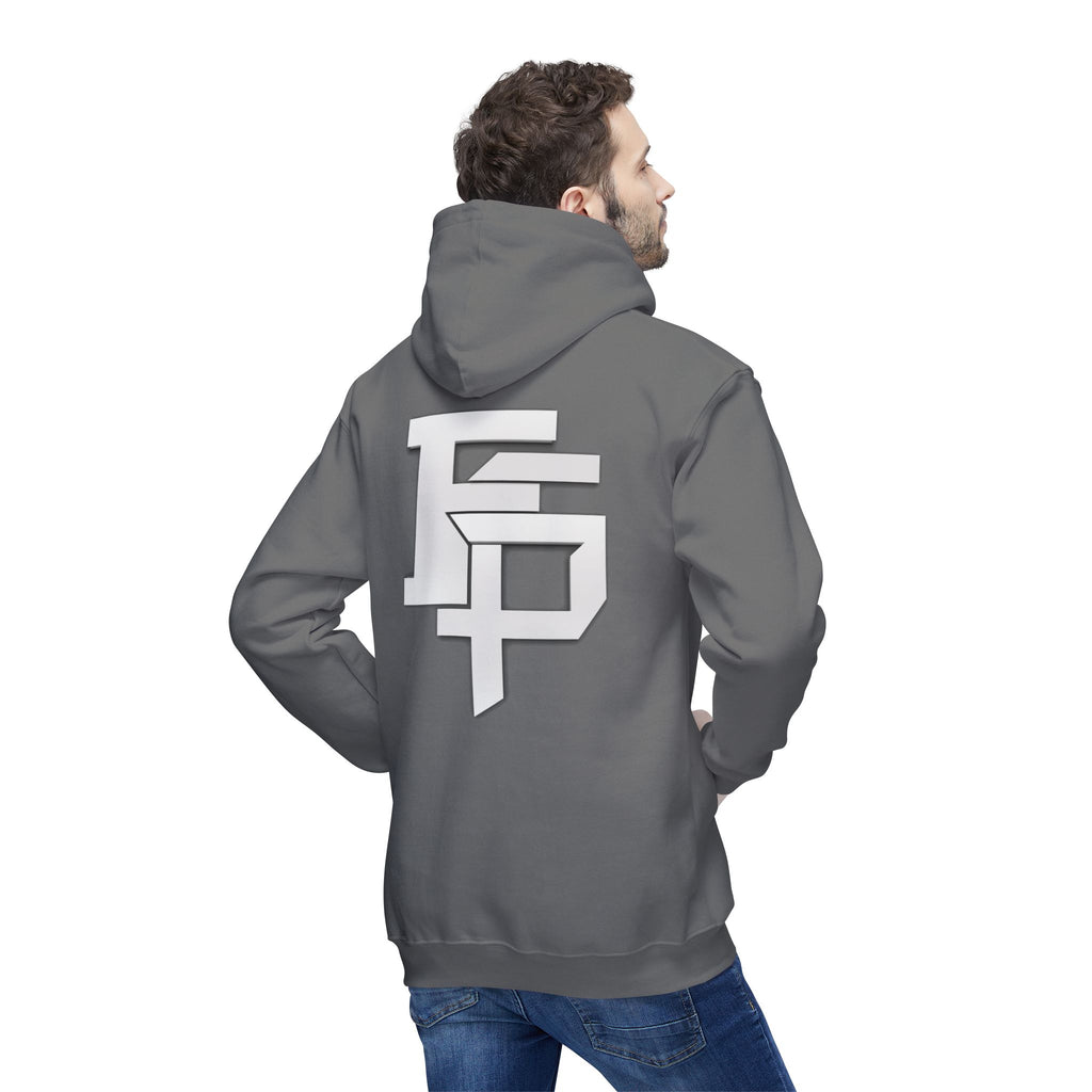 Geometric Monogram Hoodie — Stylized FP Logo Pullover