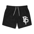 Black Logo Swim Trunks — Minimal Monogram Beach Shorts