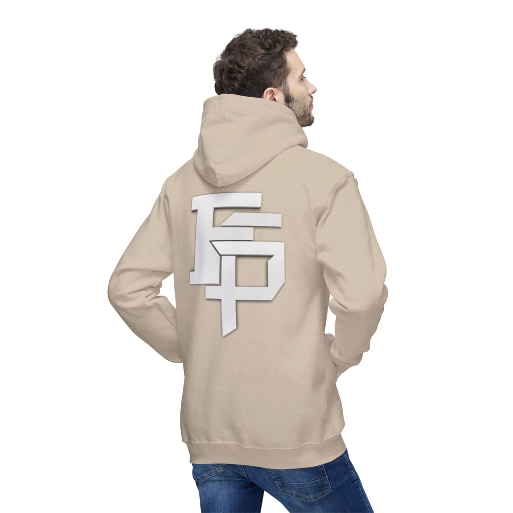 Geometric Monogram Hoodie — Stylized FP Logo Pullover