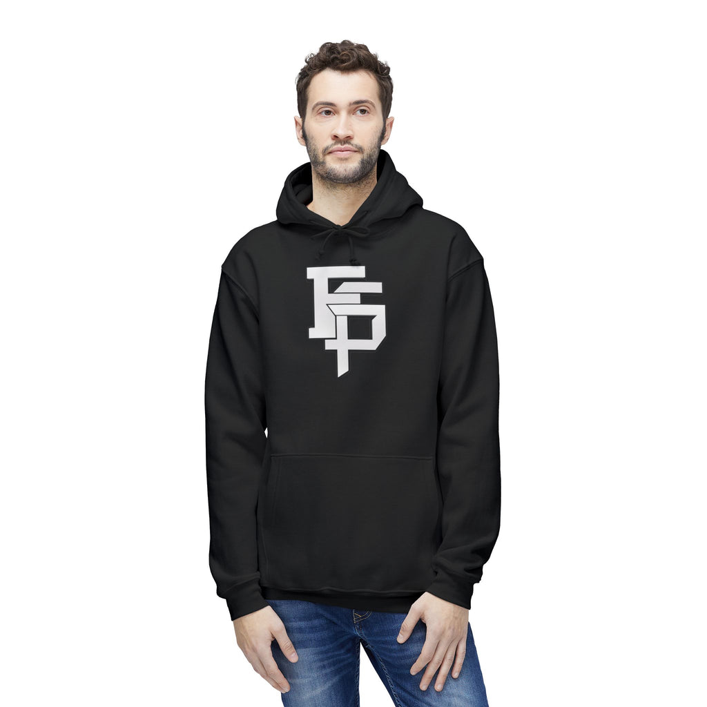 Geometric Monogram Hoodie — Stylized FP Logo Pullover