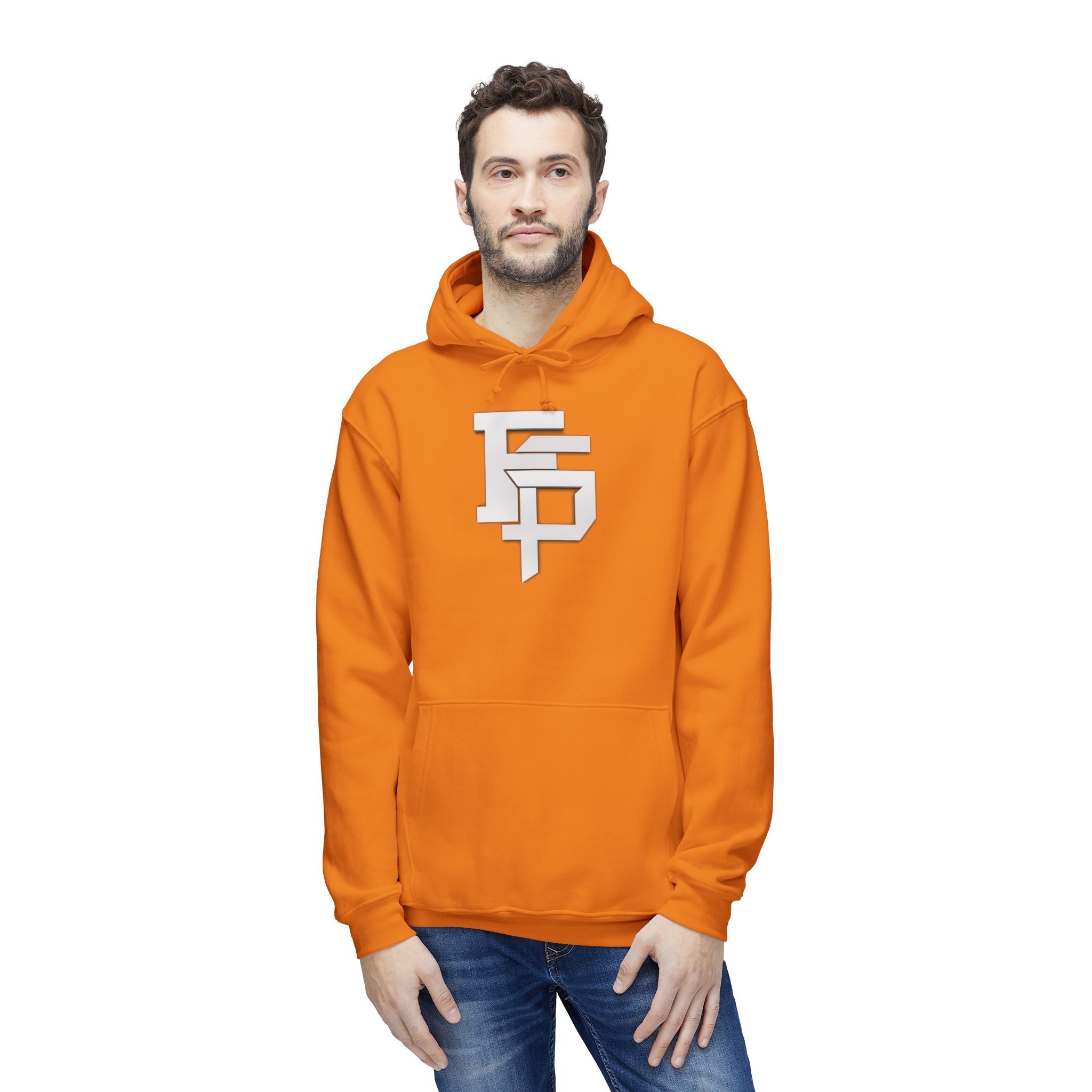 Geometric Monogram Hoodie — Stylized FP Logo Pullover