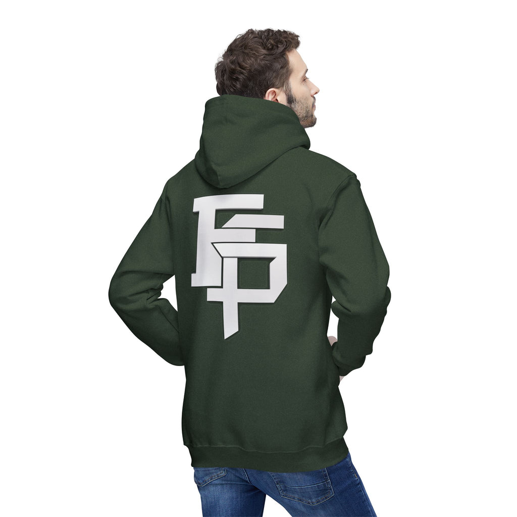 Geometric Monogram Hoodie — Stylized FP Logo Pullover