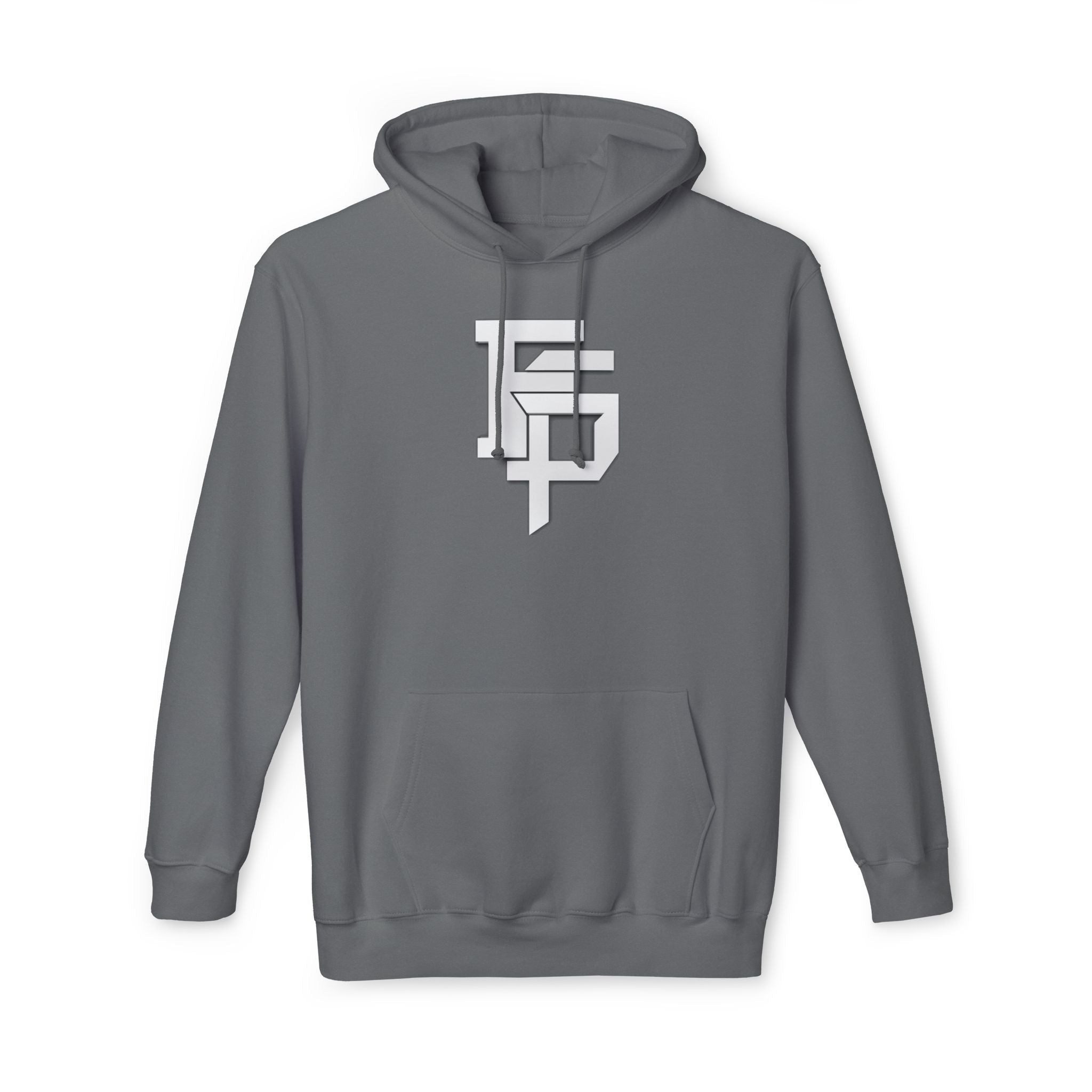 Geometric Monogram Hoodie — Stylized FP Logo Pullover